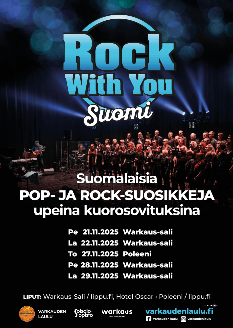 Joulukonserttijuliste Rock With You Suomi -konsertin mainosjuliste.